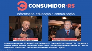 Programa Consumidor RS de 08/07/2024 na Masper TV Canal 20/520 da Claro NET TV