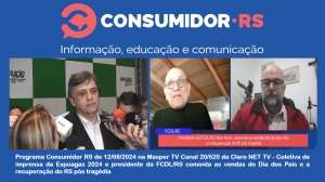 Programa Consumidor RS de 12/08/2024 na Masper TV Canal 20/520 da Claro NET TV