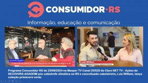 Programa Consumidor RS de 23/09/2024 na Masper TV Canal 20/520 da Claro NET TV