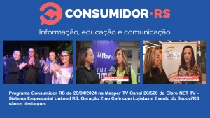 Programa Consumidor RS de 29/04 e 06/05/2024 na Masper TV Canal 20/520 da Claro NET TV